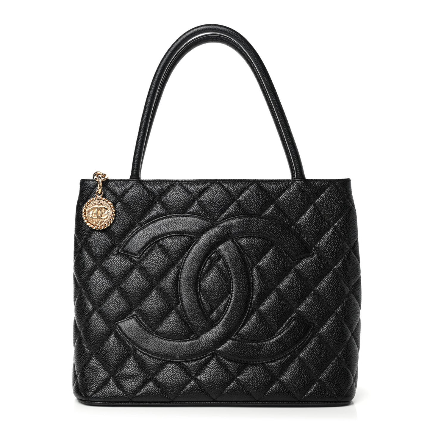 Caviar Quilted Medallion Tote Black
