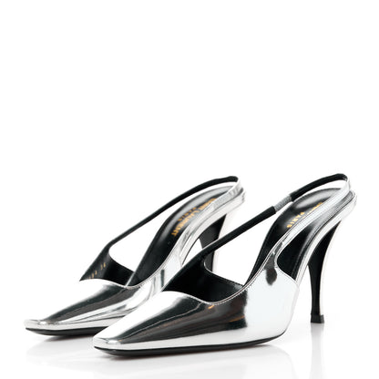 Saint Laurent Patent Tom 90 Dream Slingback Pumps 36 Argento 3 of 9