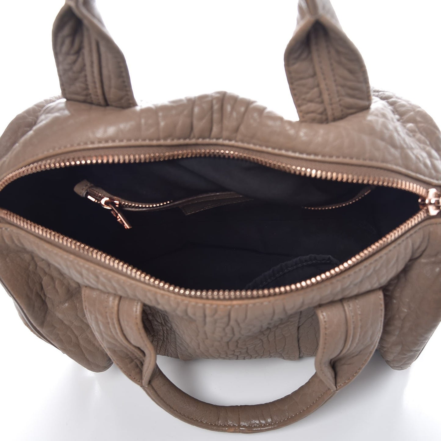 Pebbled Lambskin Rocco Latte Rose Gold Hardware