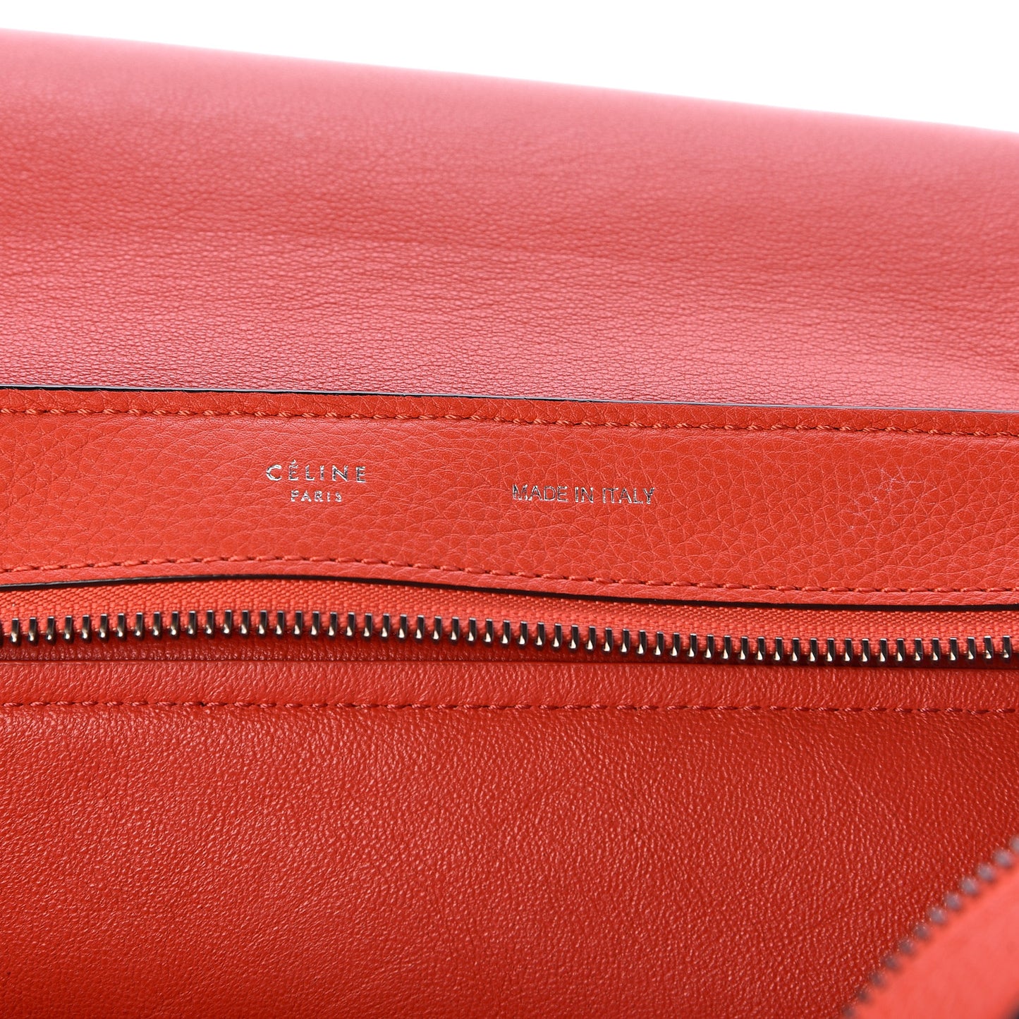 Drummed Calfskin Suede Medium Trapeze Vermillion