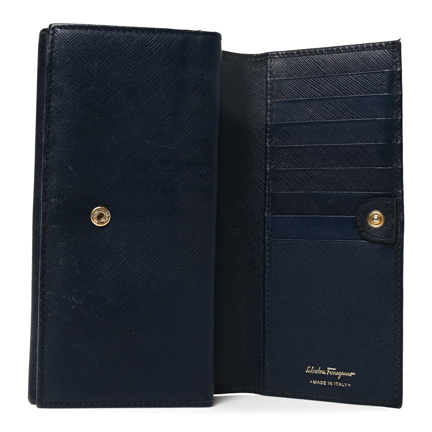 Salvatore Ferragamo Hammered Calfskin Gancini Wallet Blue 1859849