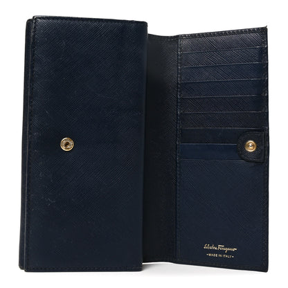 Salvatore Ferragamo Hammered Calfskin Gancini Wallet Blue 5 of 8