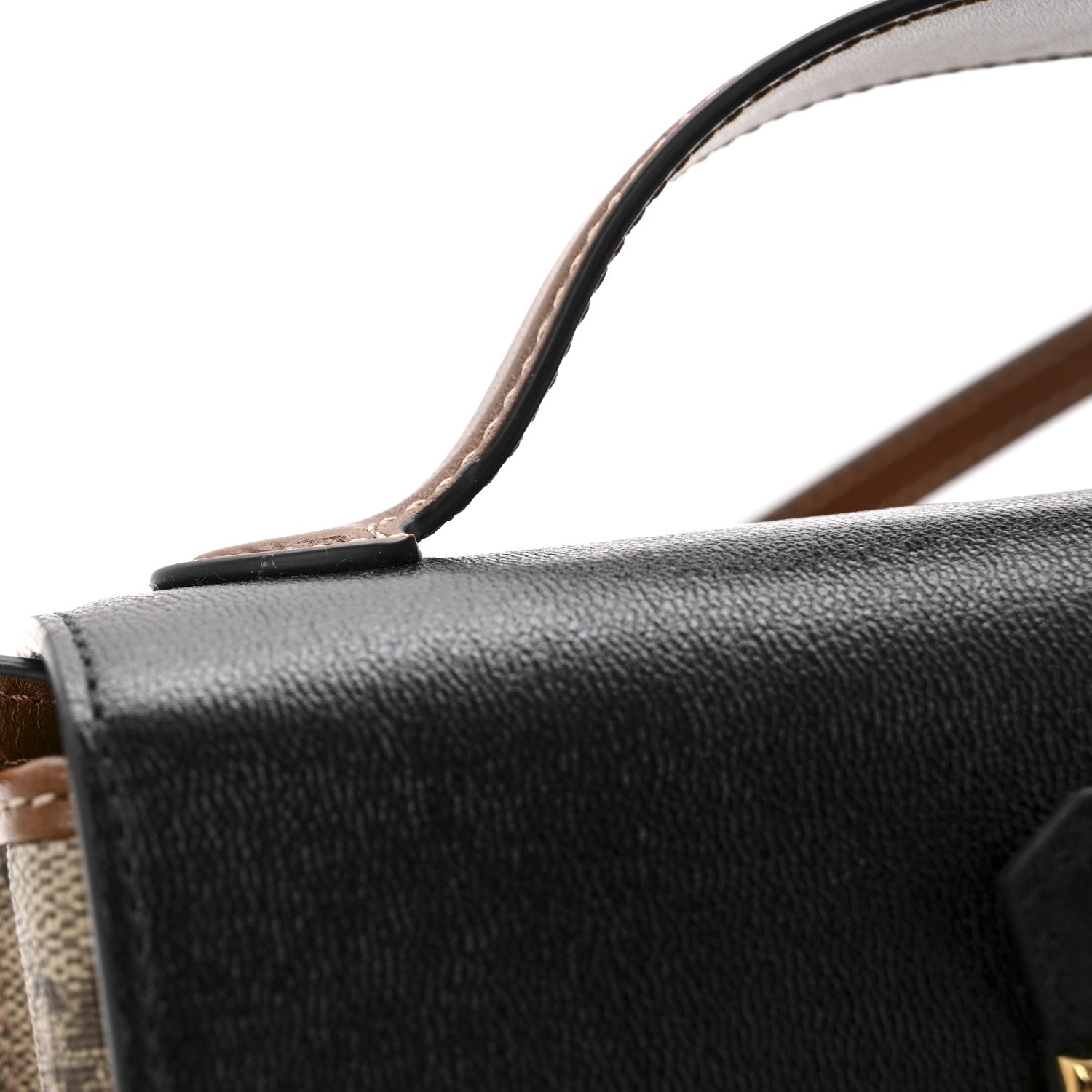 Gucci GG Supreme Monogram Calfskin Mini Padlock Top Handle Shoulder Bag Beige Black Cuir 12 of 13