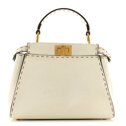 Fendi Cuoio Romano Selleria Mini Peekaboo Iconic Satchel White 1 of 13