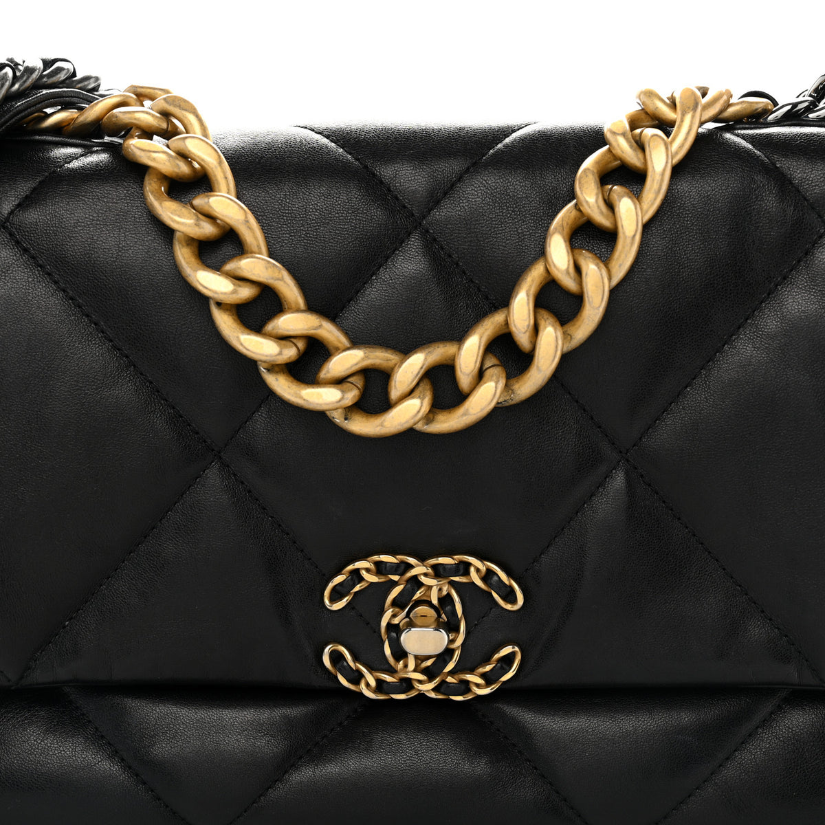Lambskin Quilted Large Chanel 19 Flap Black
