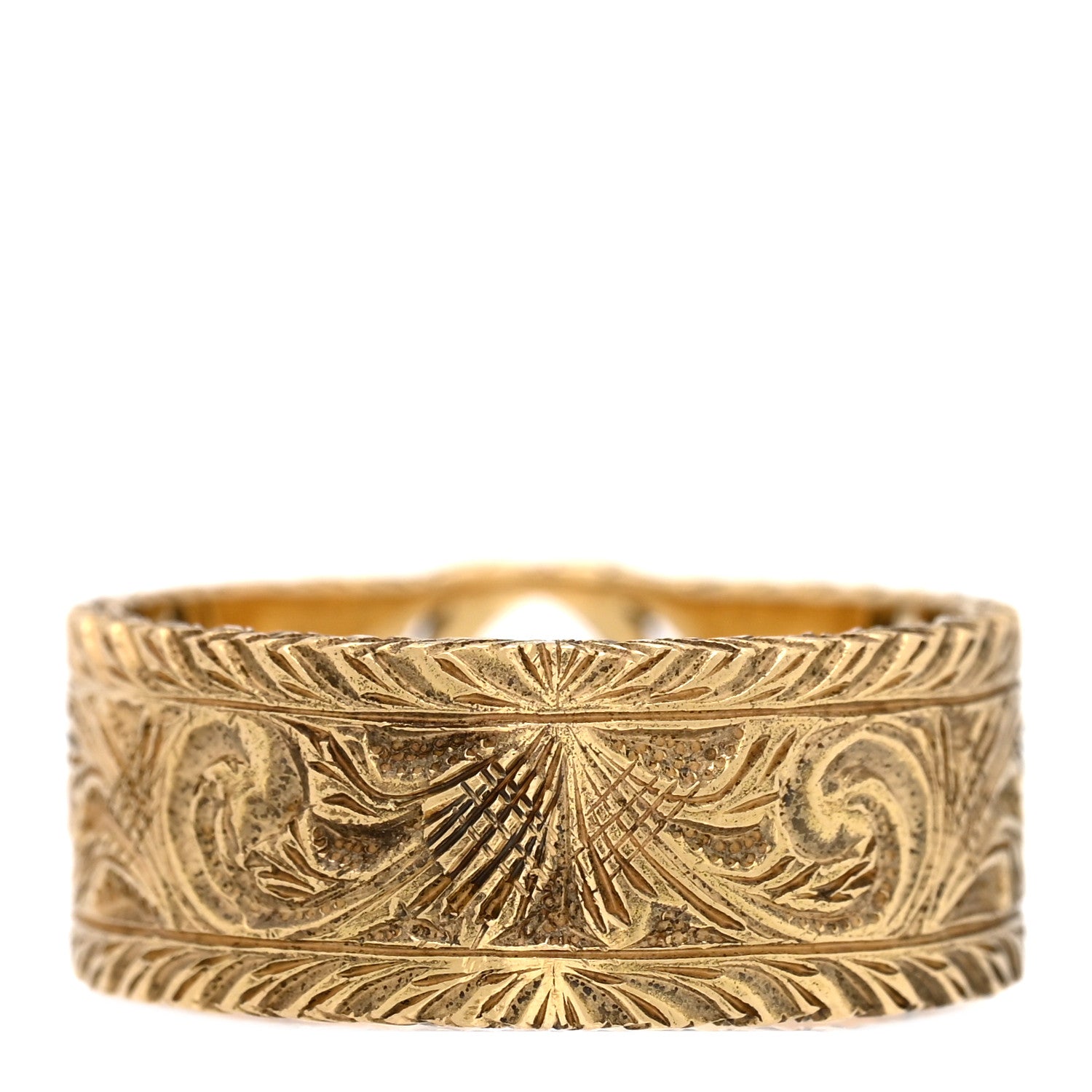 Gucci 18K Yellow Gold Interlocking G Arabesque Ring 55 7.25 3 of 6