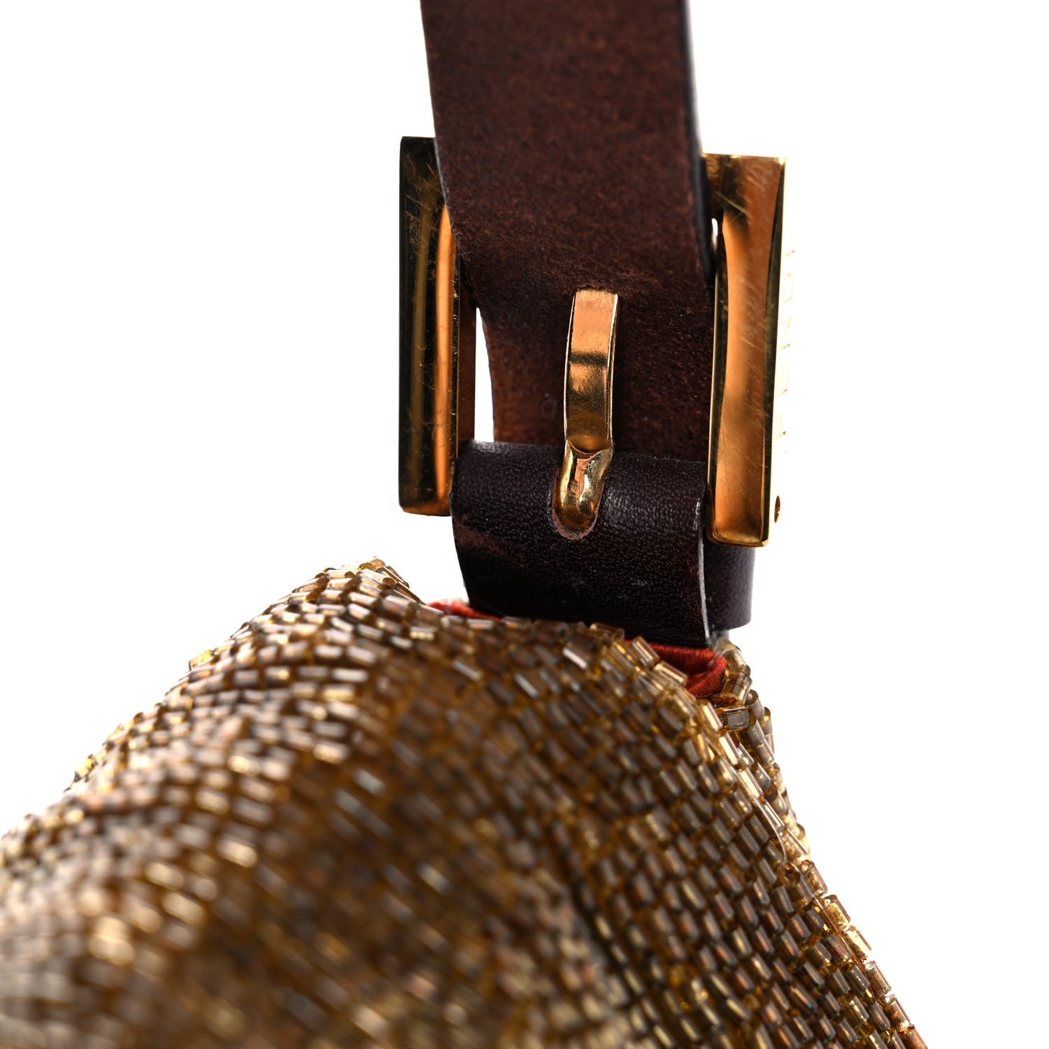 Fendi Beaded Baguette Beige Gold 18 of 21