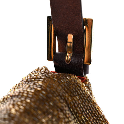 Fendi Beaded Baguette Beige Gold 18 of 21
