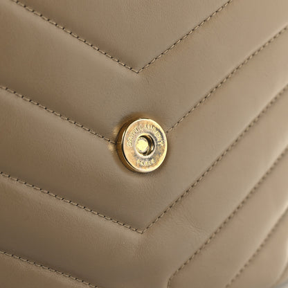 Saint Laurent Calfskin Y Quilted Monogram Small Loulou Chain Satchel Dark Beige 12 of 13