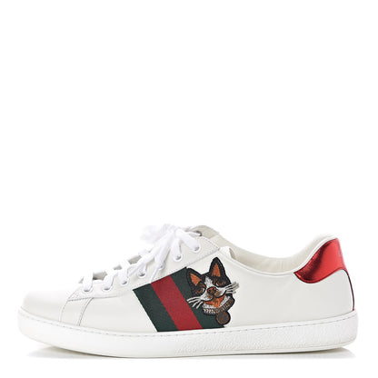 Gucci Calfskin Web Bosco Embroidered Mens Ace Sneakers 9.5 White Green 1 of 8