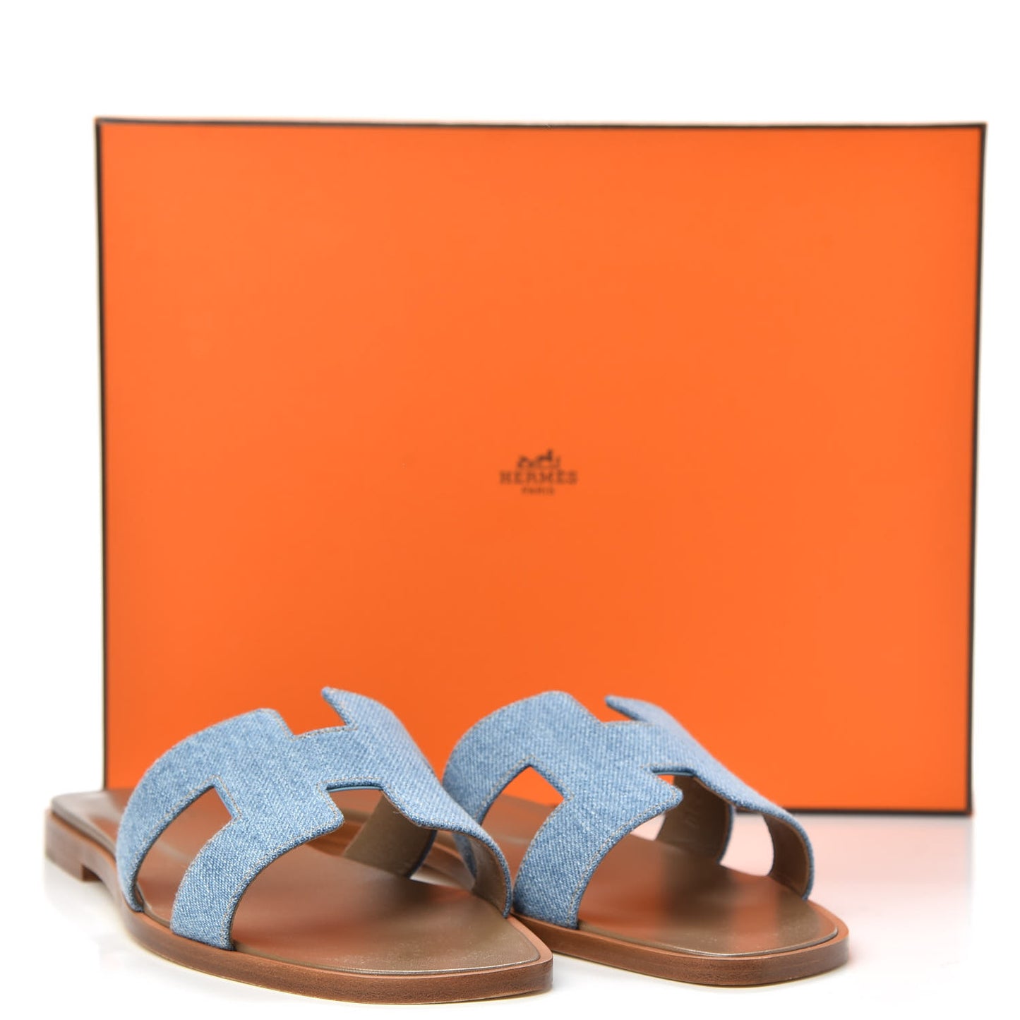 Denim Canvas Oran Sandals 38 Bleu Clair