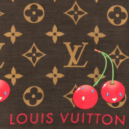 Louis Vuitton LV X TM Silk Monogram Cerise Square Scarf 55 Brown 2 of 3