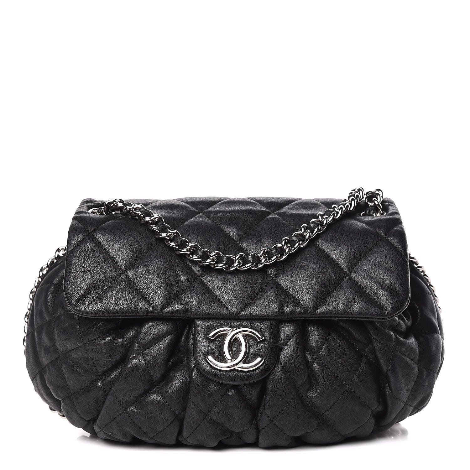 Chanel Washed Lambskin Quilted Medium Chain Around Messenger Black 1 of 14