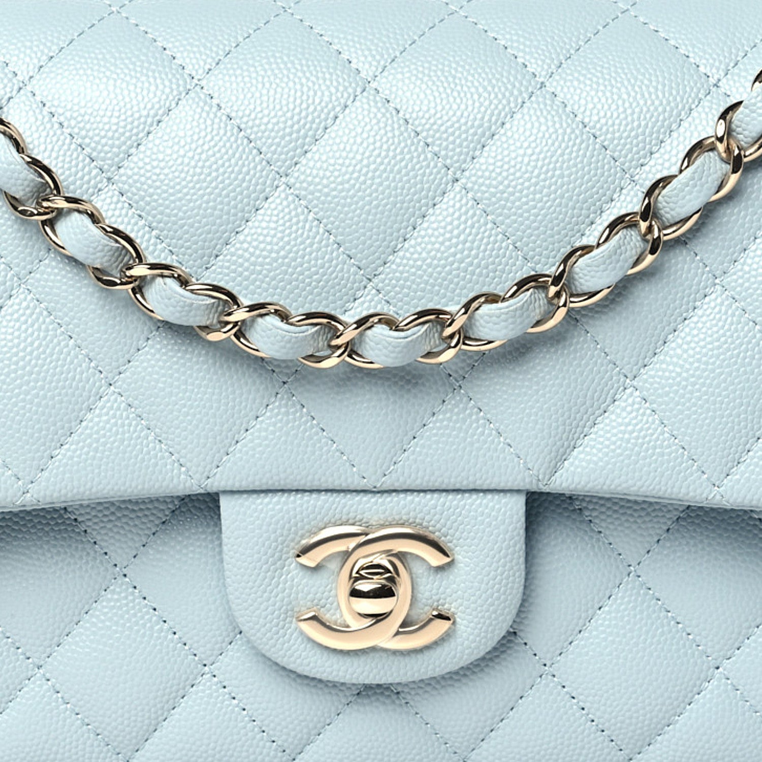 Chanel Caviar Quilted Medium Double Flap Light Blue 8 of 11