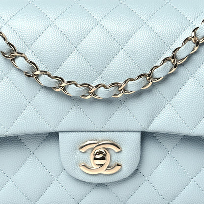 Chanel Caviar Quilted Medium Double Flap Light Blue 8 of 11