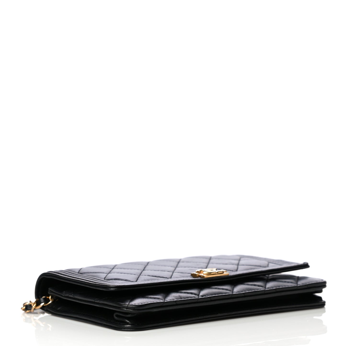 Lambskin Quilted Boy Wallet On Chain WOC Black