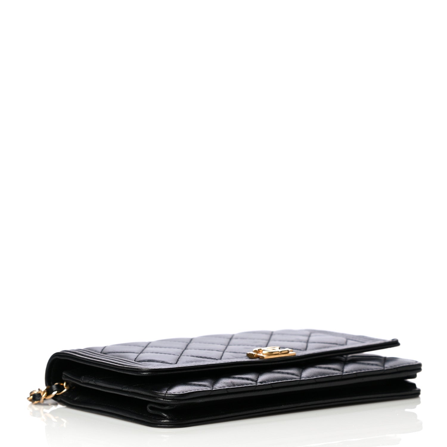 Chanel Lambskin Quilted Boy Wallet On Chain WOC Black 5 of 10