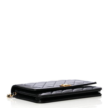 Chanel Lambskin Quilted Boy Wallet On Chain WOC Black 5 of 10