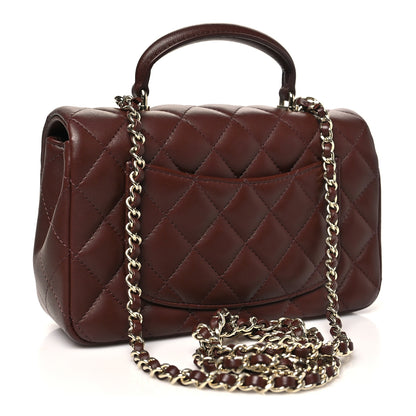 Chanel Lambskin Quilted Mini Top Handle Rectangular Flap Dark Brown 3 of 11