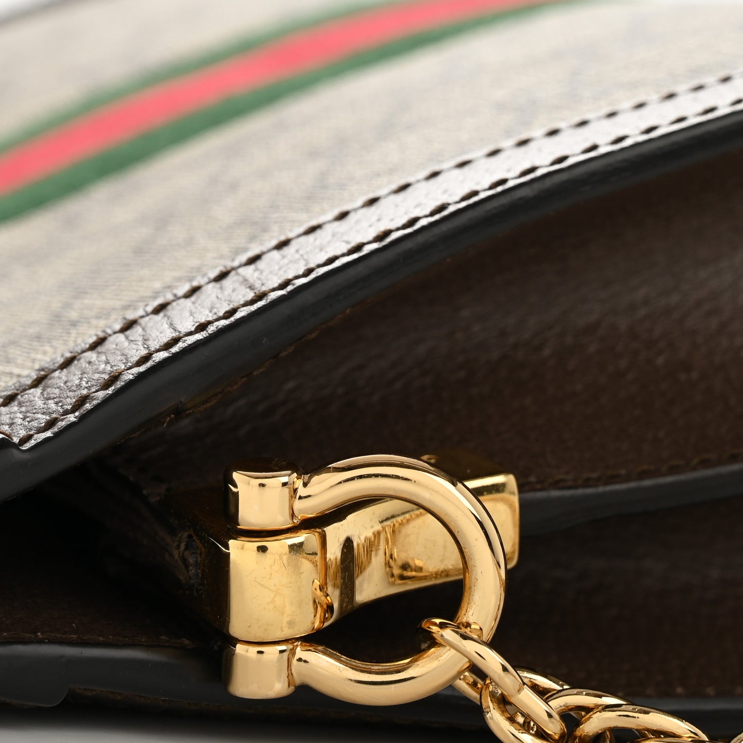 GG Supreme Monogram Web Small Ophidia Chain Shoulder Bag Brown