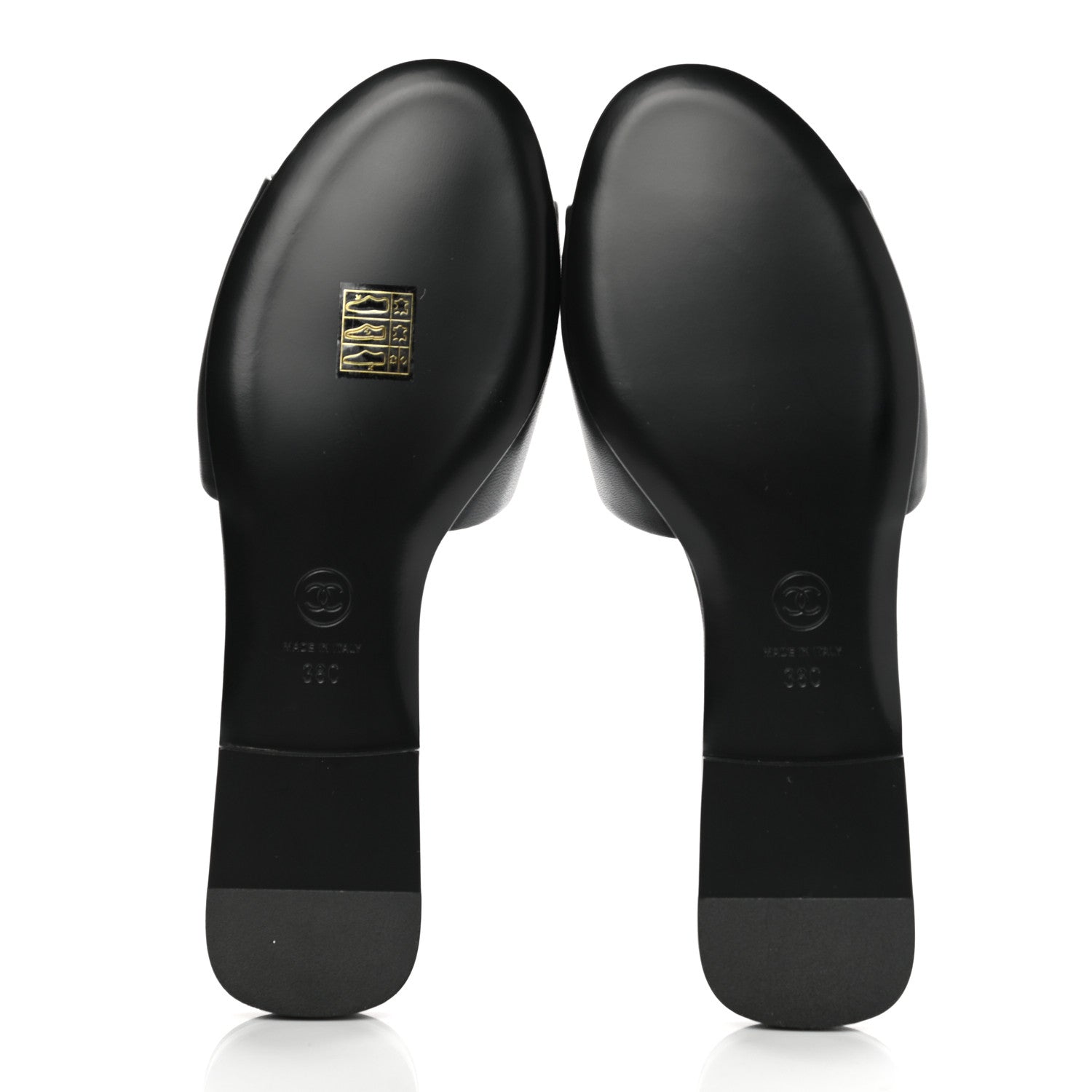 Chanel Lambskin Pearl CC Sandals 38 Black 5 of 9