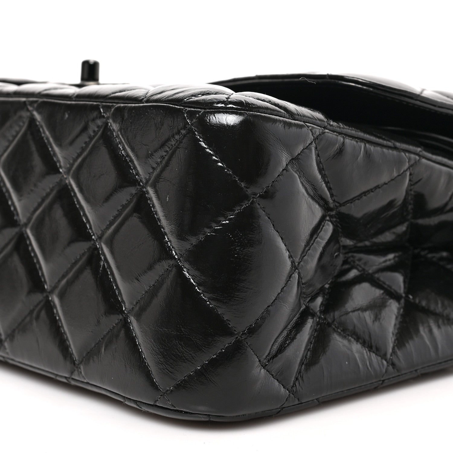 Chanel Shiny Distressed Calfskin Quilted Jumbo Double Flap So Black 10 of 10