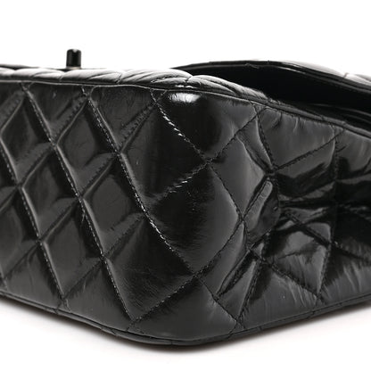 Chanel Shiny Distressed Calfskin Quilted Jumbo Double Flap So Black 10 of 10