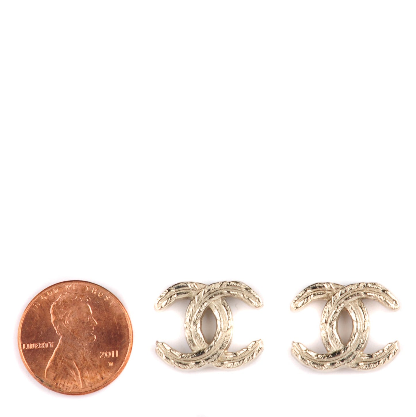 Feather CC Earrings Light Gold