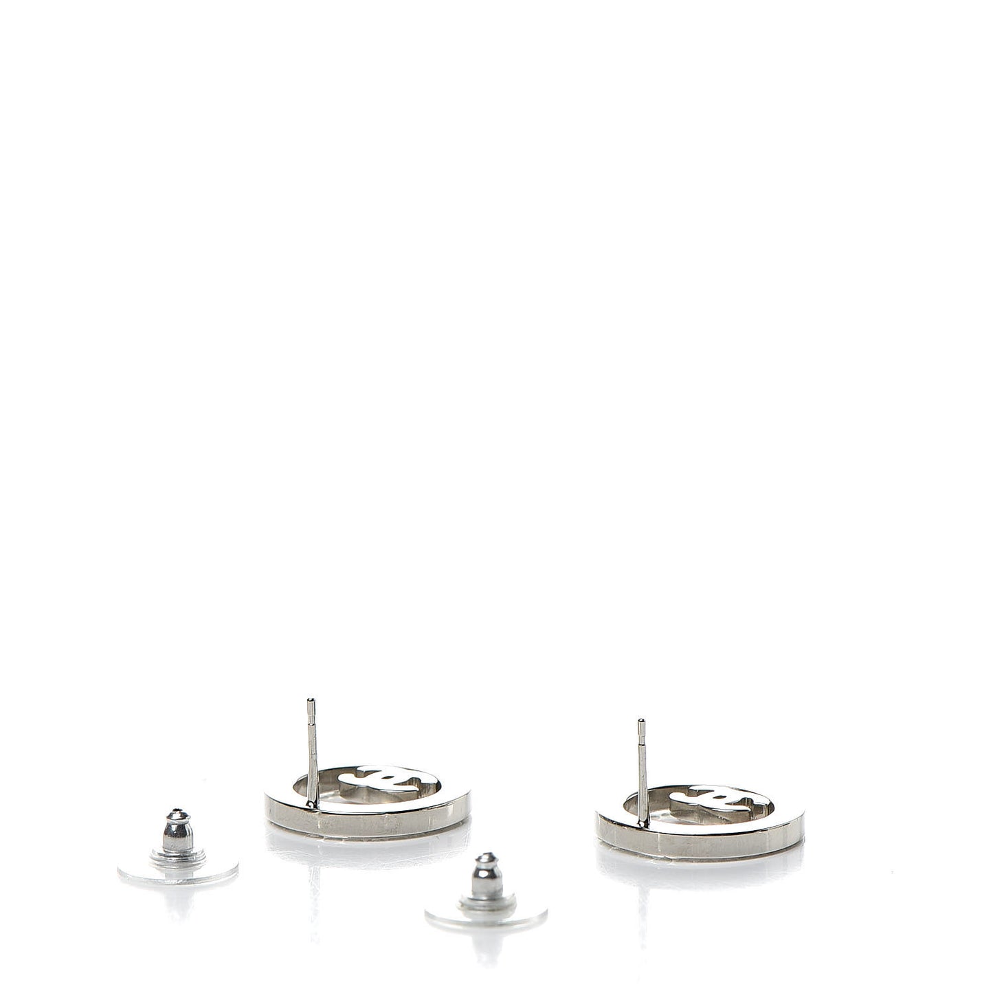 Crystal CC Round Earrings Silver
