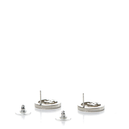 Chanel Crystal CC Round Earrings Silver 3 of 5