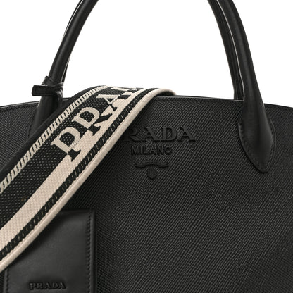 Prada Saffiano Cuir Calfskin Small Monochrome Top Handle Tote Black 7 of 15
