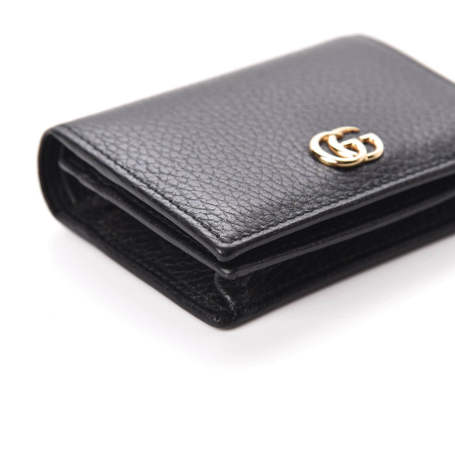 Gucci Pebbled Calfskin GG Marmont Card Case Black 6 of 10