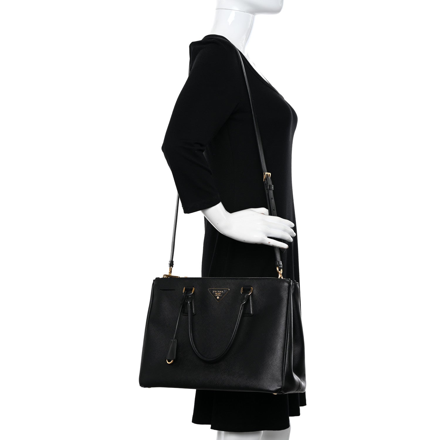 Prada Saffiano Medium Galleria Double Zip Tote Black 2 of 11
