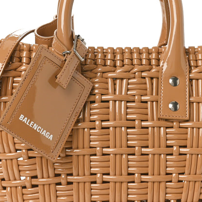 Balenciaga Varnished Faux Calfskin Braided XS Bistro Basket Beige 8 of 10