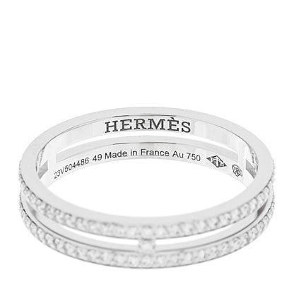 Hermes 18K White Gold Diamond Ariane Wedding Band Ring 49 4.75 4 of 5