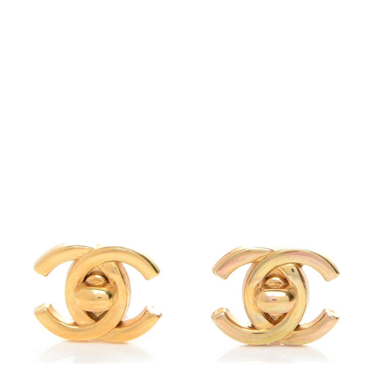 Chanel Metal CC Turnlock Clip On Earrings Gold 1 of 3