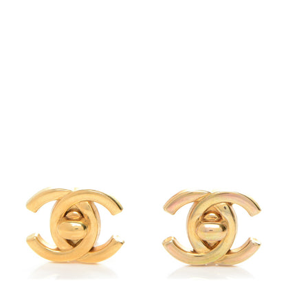Chanel Metal CC Turnlock Clip On Earrings Gold 1 of 3