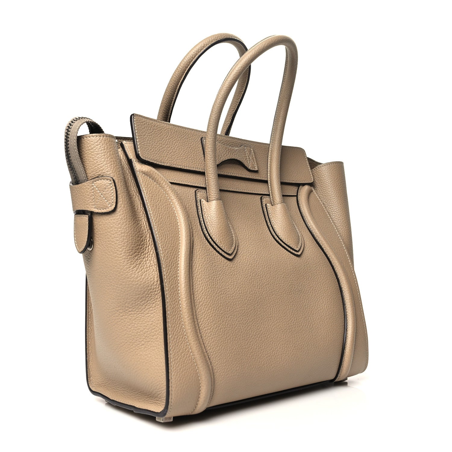 Celine Drummed Calfskin Micro Luggage Dune 2 of 10