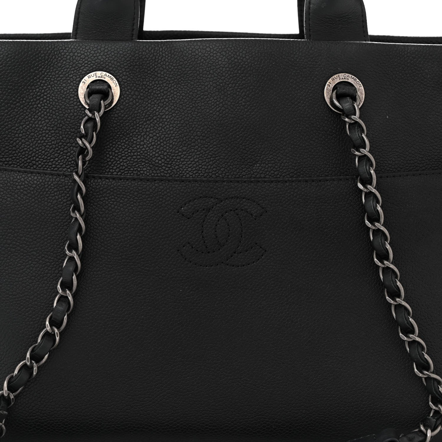 Chanel Caviar Lambskin Quilted Large Coco Break Shopping Bag Black 8 of 13