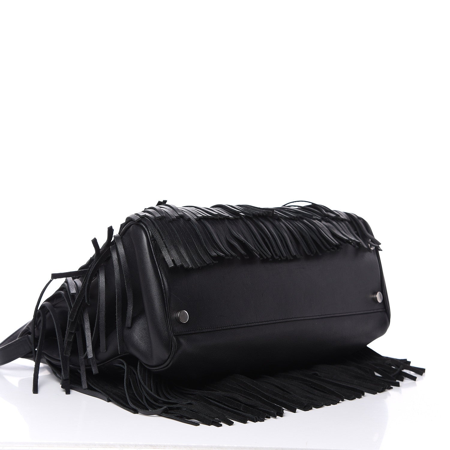 Saint Laurent Calfskin Fringe Medium Trois Clous Tote Black 4 of 12