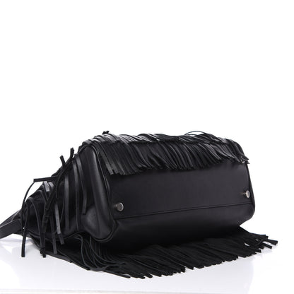 Saint Laurent Calfskin Fringe Medium Trois Clous Tote Black 4 of 12