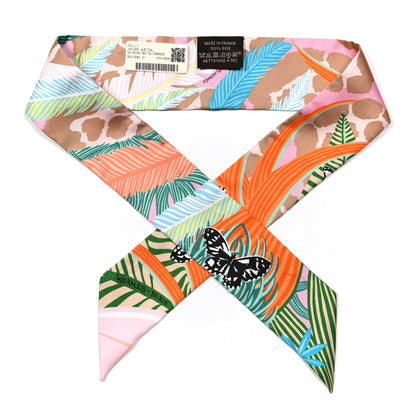 Hermes Silk Jaguar Quetzal Twilly Rose Beige Orange 1 of 5