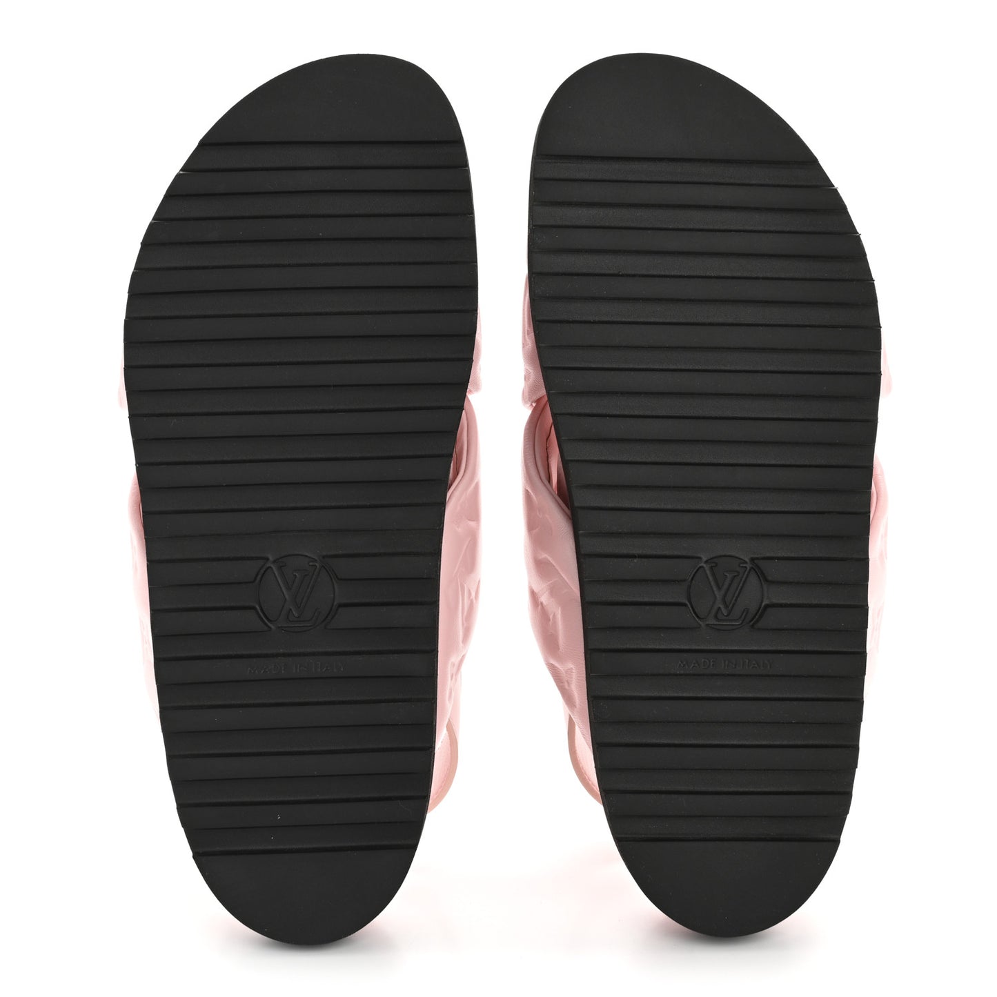 Lambskin Monogram Embossed Paseo Flat Comfort Sandals 37.5 Rose Clair
