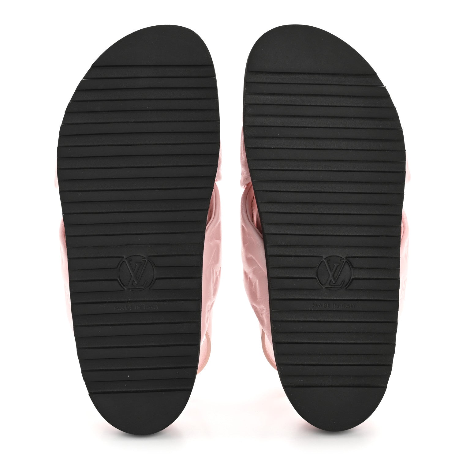 Louis Vuitton Lambskin Monogram Embossed Paseo Flat Comfort Sandals 37.5 Rose Clair 12 of 18