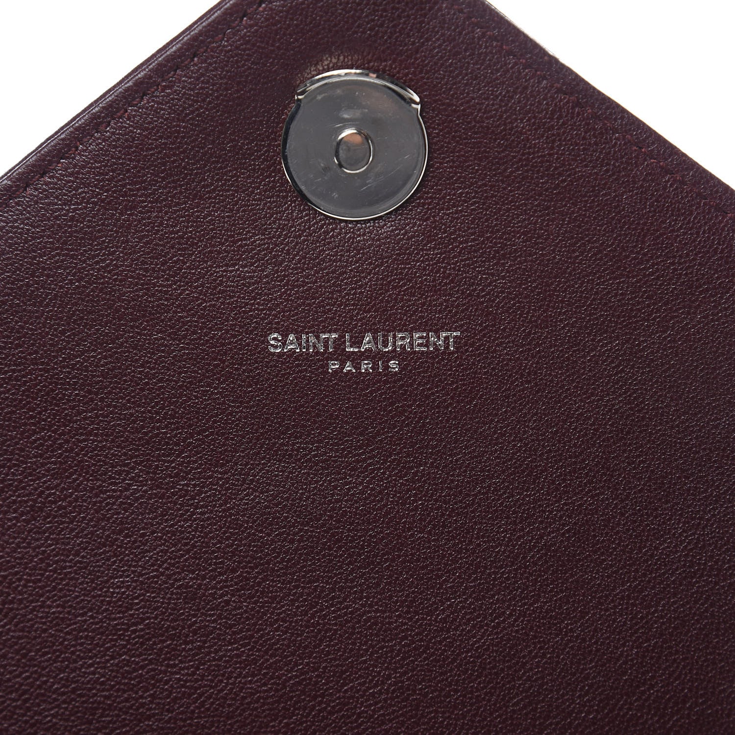Saint Laurent Calfskin Mixed Matelasse Triquilt Large Monogram Envelope Satchel Bordeaux 6 of 13
