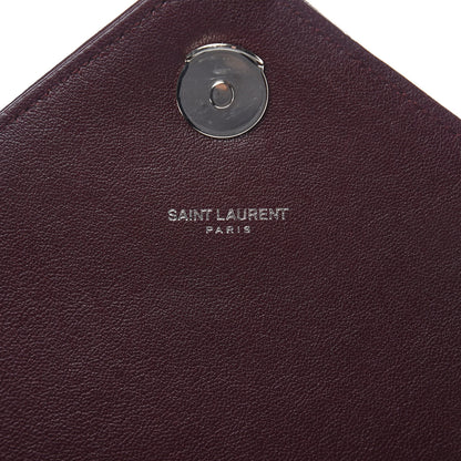 Saint Laurent Calfskin Mixed Matelasse Triquilt Large Monogram Envelope Satchel Bordeaux 6 of 13