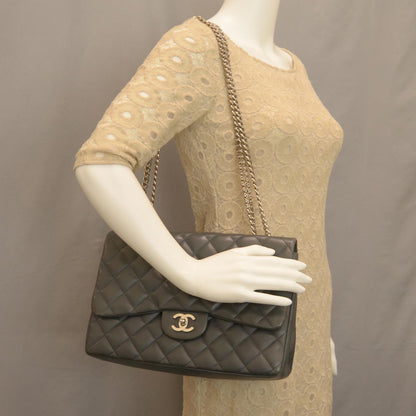 Chanel Lambskin Jumbo Flap w Bijoux Chain Grey 2 of 9