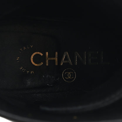Chanel Shiny Calfskin Quilted Lace Up Combat Boots 38.5 Black 8 of 11