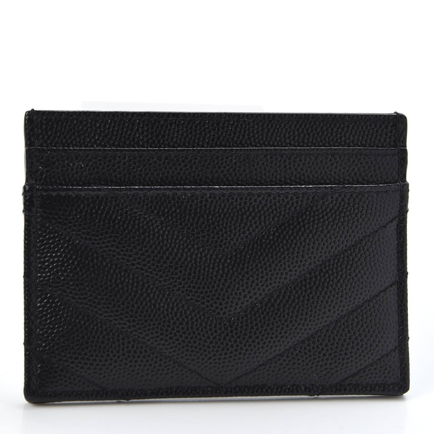 Saint Laurent Grain De Poudre Matelasse Chevron Monogram Credit Card Case Black 2 of 8