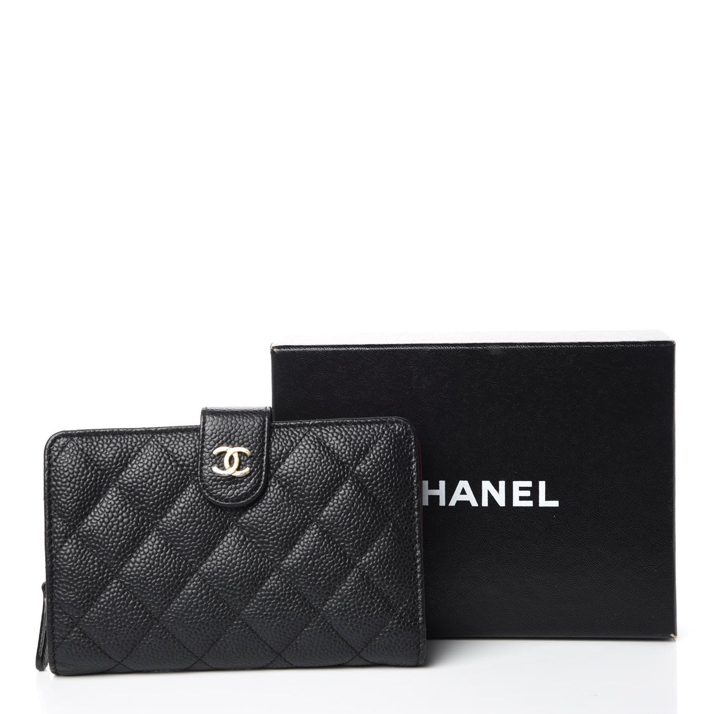 Caviar Quilted Zipped Pocket Wallet Black
